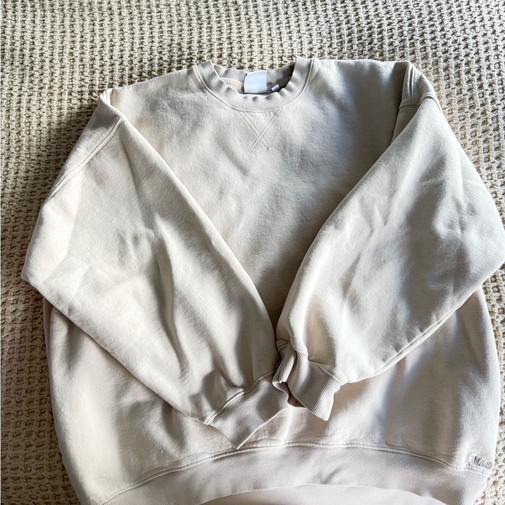 Aritzia TNA Beige Crewneck Sweater